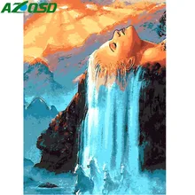 AZQSD масляная краска ing водопад краска по номерам краска для волос Холст Картина DIY пейзаж Ручная Краска ed Современная SZYH6109