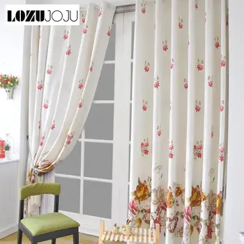 

LOZUJOJU 1 piece Floral curtains pastoral drops for living room bedroom windows simple semi shade drapery thick thread fabrics