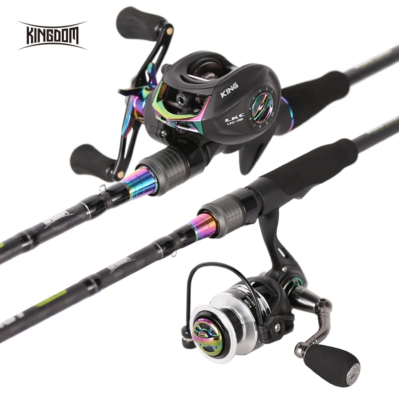 

Kingdom KING II Spinning Rod Combo Baitcasting Spincasting Fishing Rods Reel set 2pc Top Section and 2pc Power Fishing Tackle