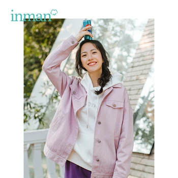 

INMAN Spring Autumn Turn down Collar Retro Casual All-match Loose Korean Fashion Slim Women Short Coat