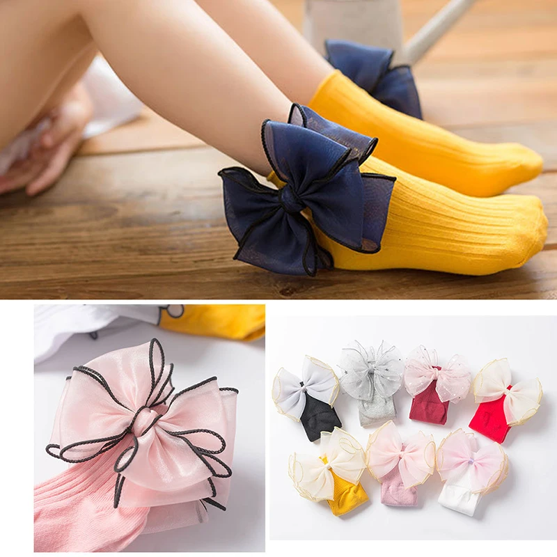 

Toddlers Ankle Socks Beading Cotton New Baby Infants Girls Children Socks Princess Sock 1Pair Popular Cute Socks With Bows