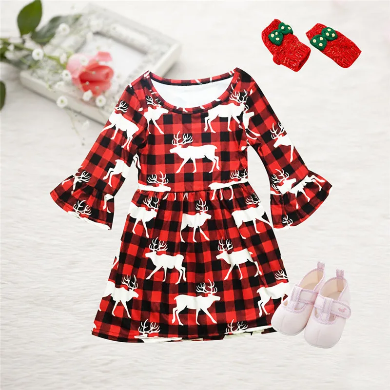 

PUDCOCO Xmas Kid Baby Girl Dress Princess Pageant Tutu Christmas Deer fashion Kids Dresses Cotton Child Party Clothes 2-9Y