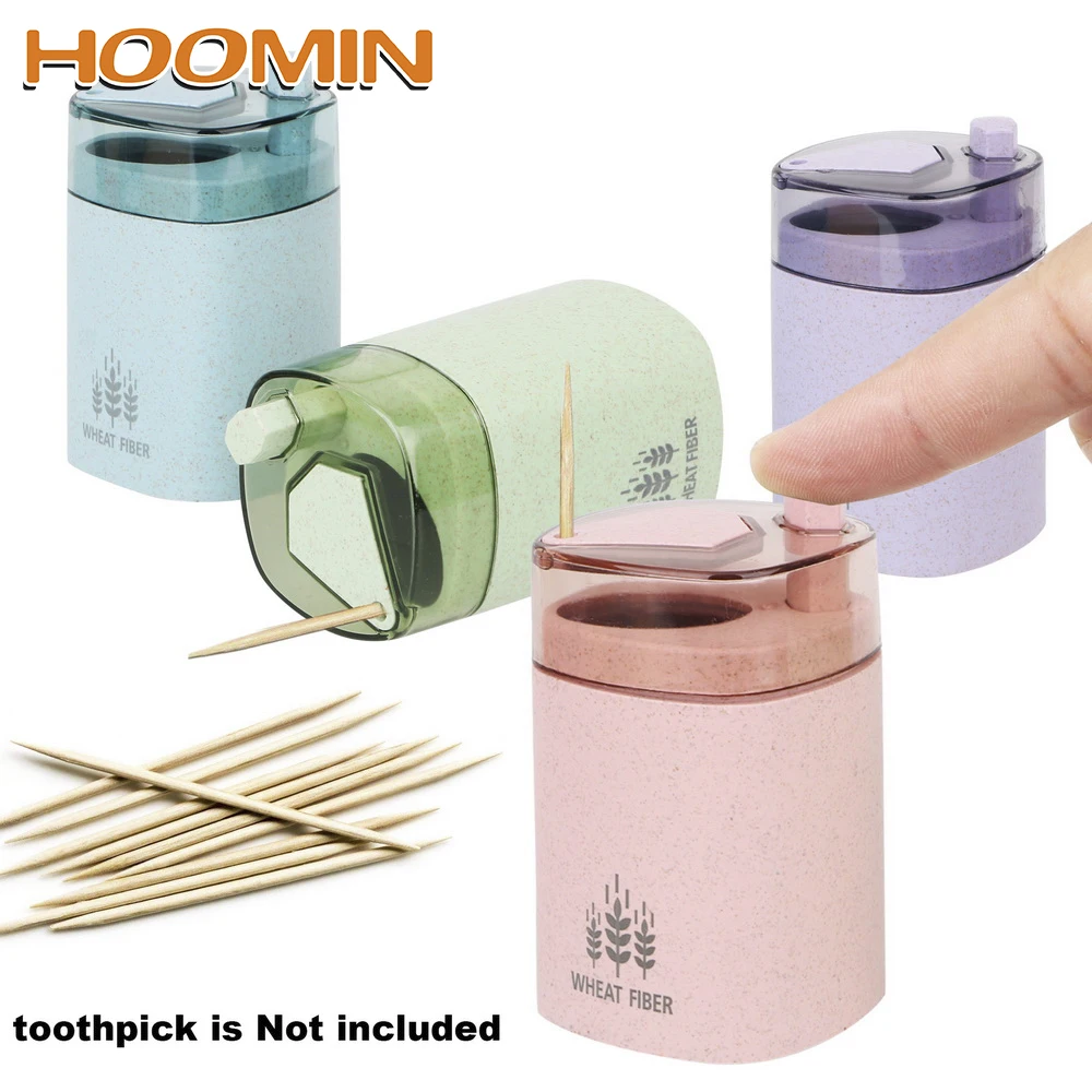 

HOOMIN Toothpick Holder Toothpick Dispense Automatic Tableware Wheat fiber Toothpick Storage Container Box Dust-proof