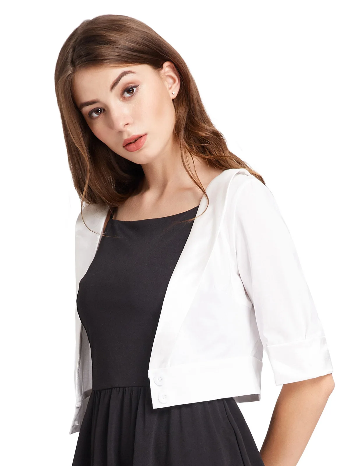 

Women's Fashion Retro Vintage 1/2 Sleeve Deep V-Neck Cotton Shrug Bolero