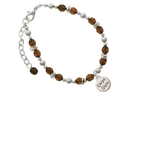 Carpe Diem Circle Brown Beaded Bracelet |