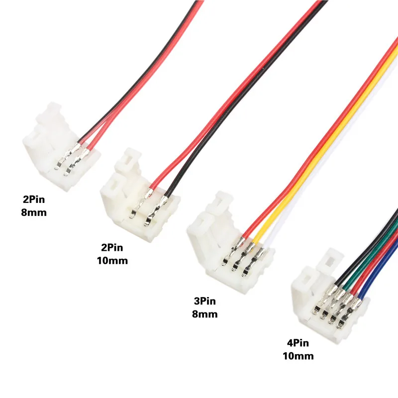 

5/10Pcs Connector set 2Pin 3Pin 4Pin 8mm 10mm LED PCB Adapter Connector for 3528 5050 Single Color RGB LED Strip Light