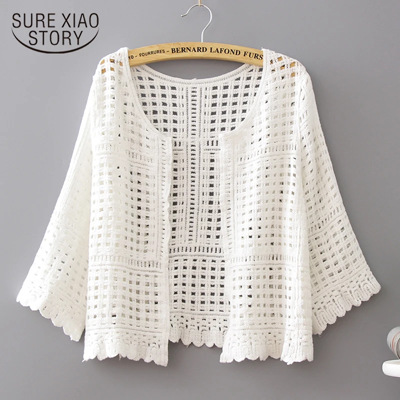 

women summer jacket short style loose hollow solid women clothing fashion 2018 new casual open stitch sweet clothing 0308 40
