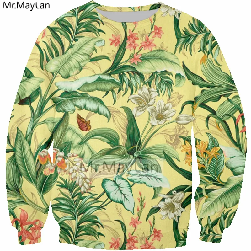 3D Print Palm Florals Bird Hiphop Sweatshirts Men/women Spring Pullover Streetwear Hoodies Boys Modis Black Clothes Harajuku 5XL