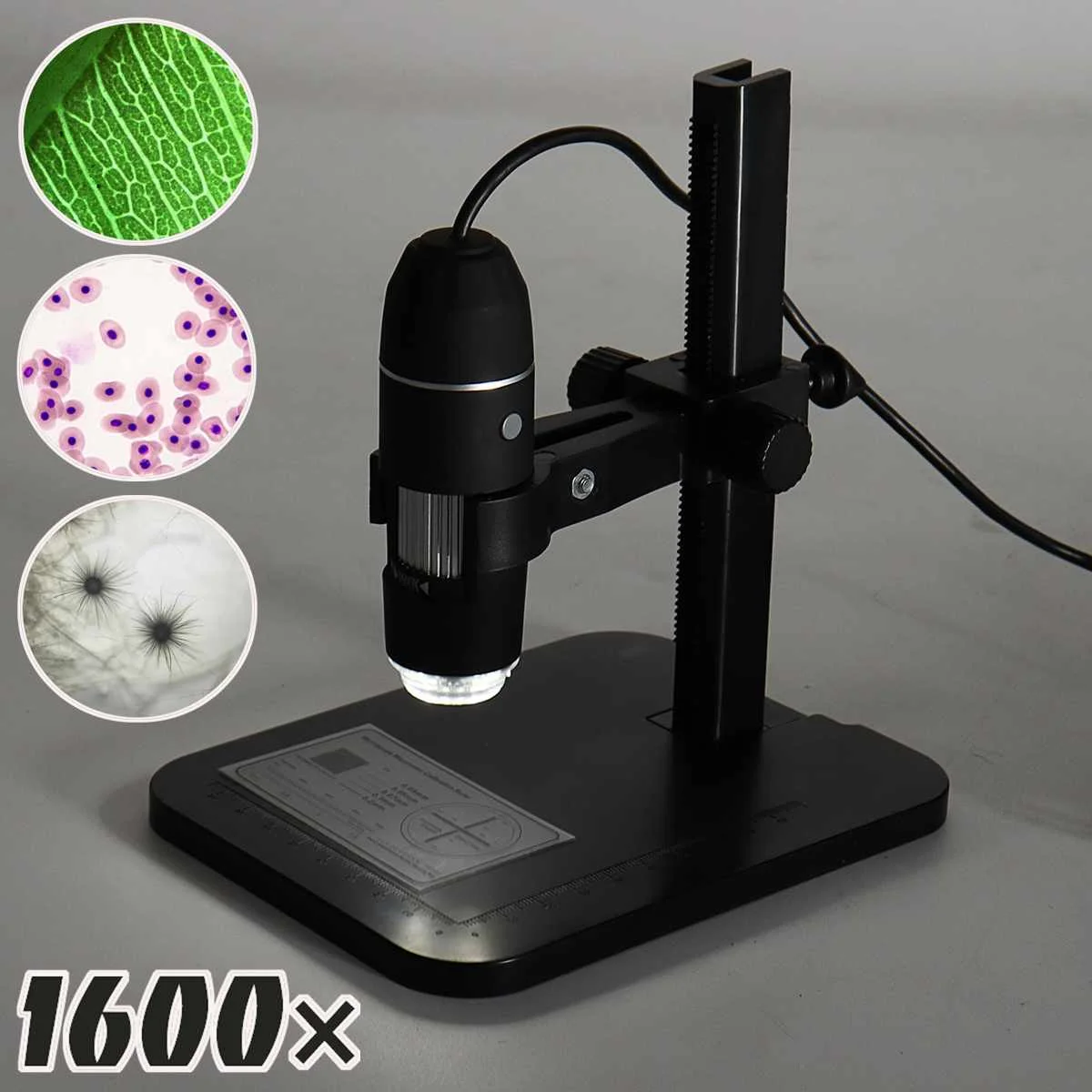 

1600X 8LED USB Digital Microscope Handheld Electron Microscope with Measuring Ruler Bracket
