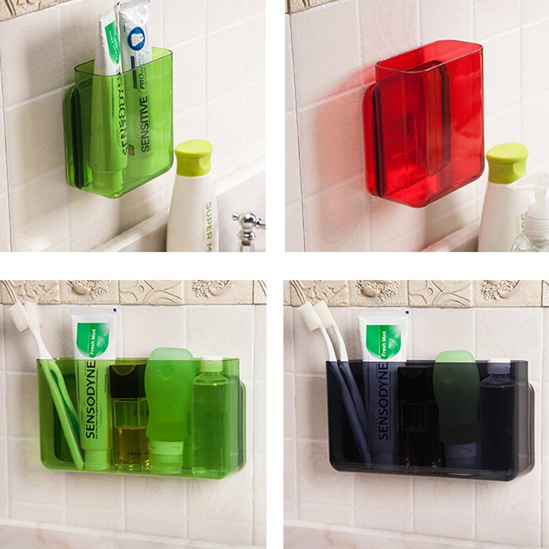 

BalleenShiny Kitchen Bathroom Dual-use Wall-mounted Lattice Partition Storage Box Wall Debris Storage Rack,No Nail-free