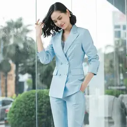 Новинка 2019 года офисные Блейзер Костюмы из высокое качество OL для женщин брюки для девочек костюм пиджаки женщин куртки с брюк