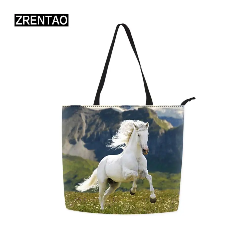 

Big Capacity Women Soft Totes Bags Casual Hand Bags Woman Shoulder Grocery Bag Large Ladies Shopping Evening Bags Horse Printing