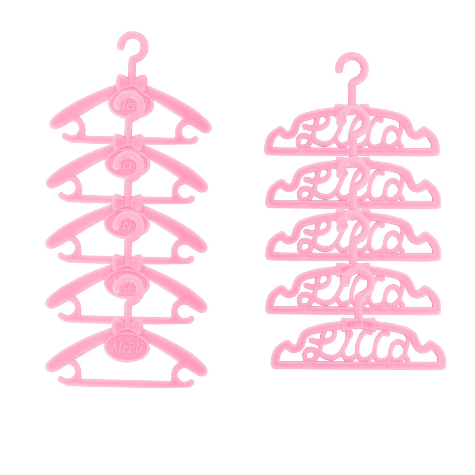 

10 Pcs / Set Pink Plastic Hangers Cute Doll Bedroom Clothes Wardrobe Mini Furniture Accessories For Barbie Doll Kids Toy