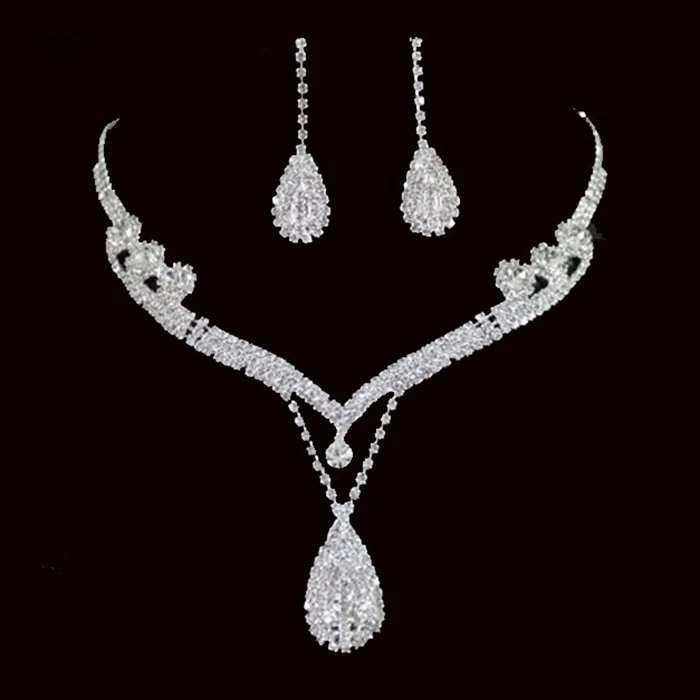 Мода 2 шт./компл. женское ожерелье+ комплект серег медный Кристалл юбилей свадебные ювелирные украшения HSJ88