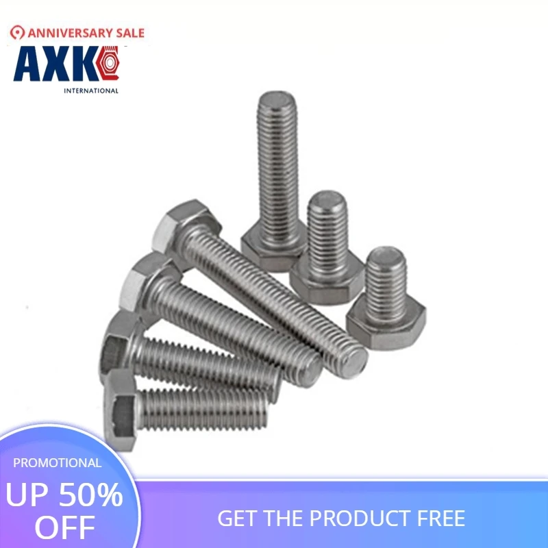 

AXK M14*100/110/120/130/140/150 M14x100/110/120/130/140/150 304 Stainless Steel DIN933 Metric Full Thread Hex Hexagon Head Screw