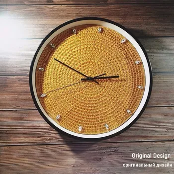 

2019 New Original Design Wall Clock Handmade Crochet 3D Silent Wall Clock Modern Design For Living Room Traditional Decoration