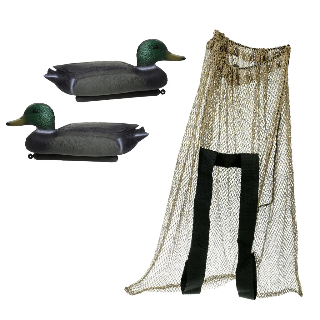 2 Pcs Hunting Plastic Duck Decoy Floating Keel + Decoy Storage Net Bag