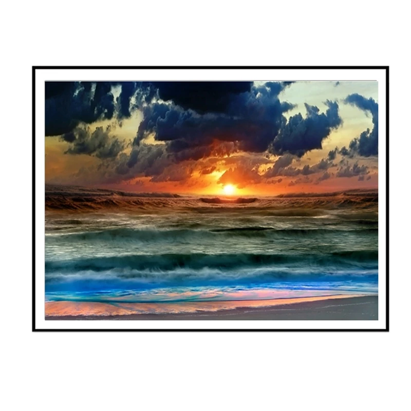 Полный алмазная живопись 5D «сделай сам» Вышивка крестом "морское побережье, закат" 3D Стразы для вышивки декоративные картины