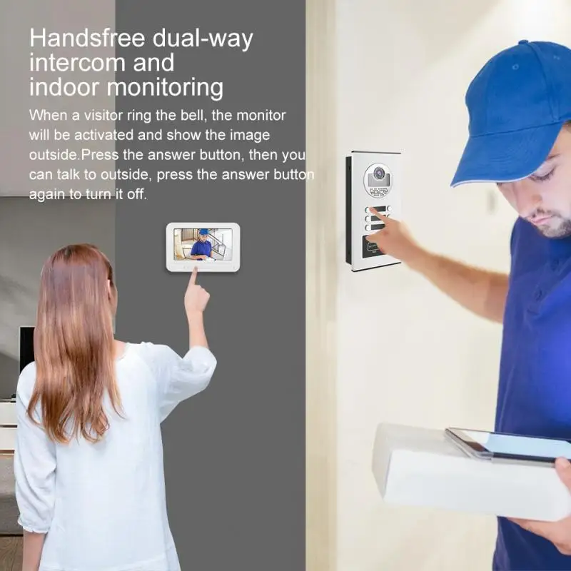 

7 inch Digital LCD monitor Video Intercom Doorbell Door Phone RFID Camera 3 Apartments 2019 New