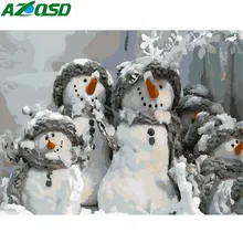 AZQSD DIY картина маслом по номерам Снеговик Ручная роспись холст мультфильм зимний пейзаж Настенная картина домашнее украшение Стены Искусство K735