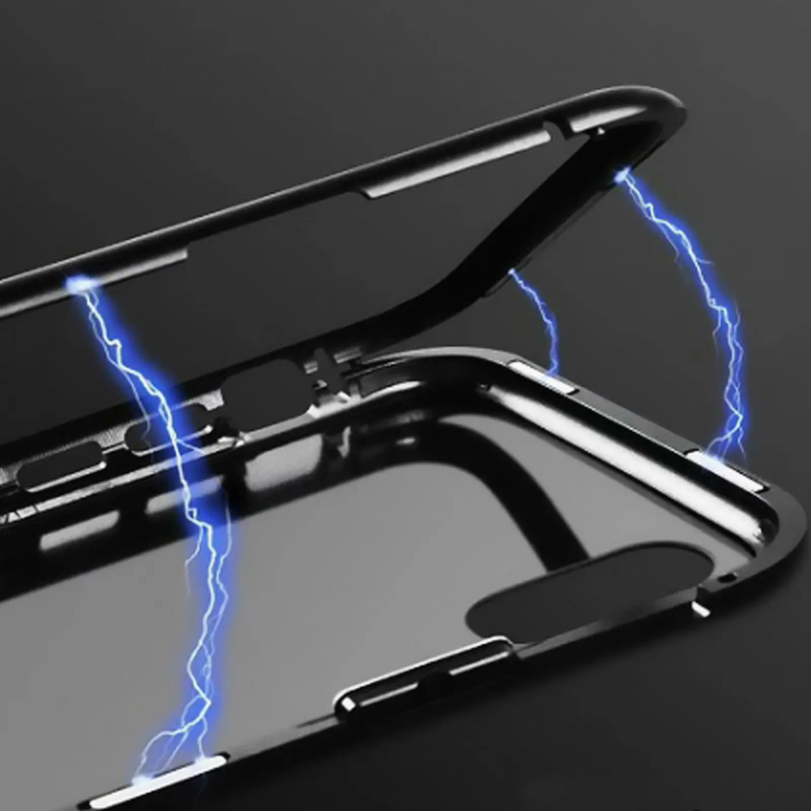 

mobile 360 shockproof metal bumper tempered Glass magnetic Adsorption for oppo R11 plus