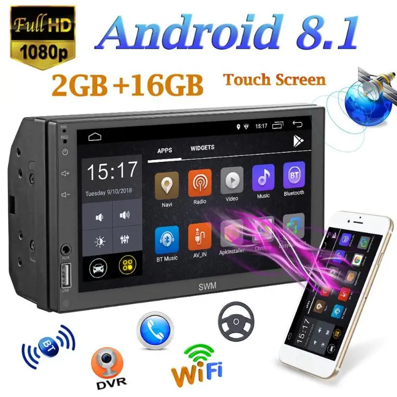 

7Inch 12V SWM A1 2Din Android8.1 HD Blu-ray Full View Car Stereo MP5 Player GPS Navi FM AM Radio Auto Audio BT Music Player WiFi