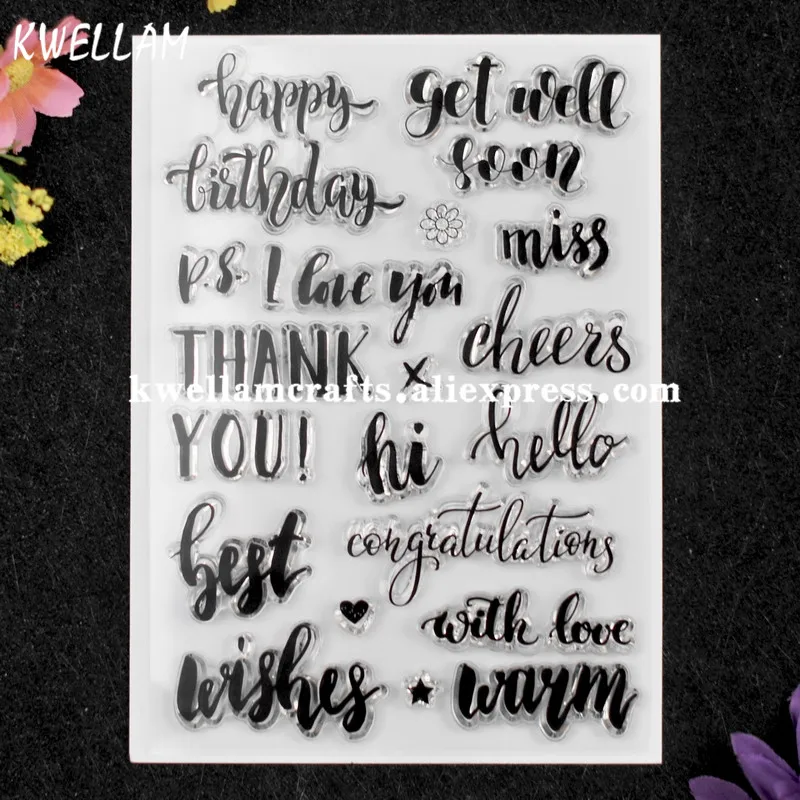 

happy birthday get well soon THANK YOU with love Scrapbook DIY photo cards rubber stamp clear stamp transparent stamp KW7072339