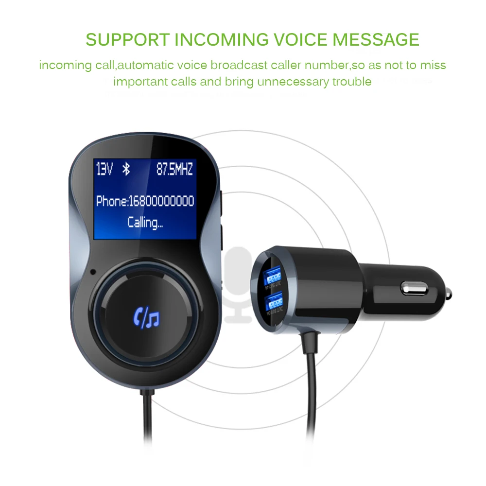 3.4A Dual USB Зарядное устройство fm передатчик Bluetooth Автомобильный MP3 плеер