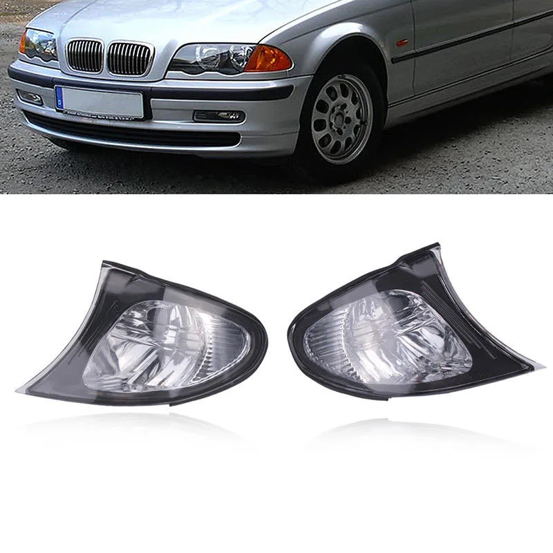 

ABS Turn Signal Light Cover For BMW E46 3-Series 4DR 2002-2005 2002 2003 2004 Left+Right Corner Light Lamp Hoods 2pcs Black