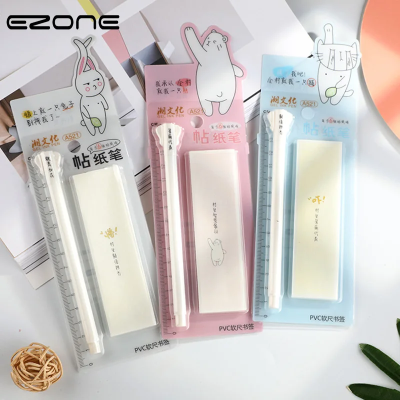 

EZONE Sticker Paper Gel Pen Needle Quick-drying Neutral Pen Creative Students Stationery DIY Sticker Decor Gel Pen School Supply