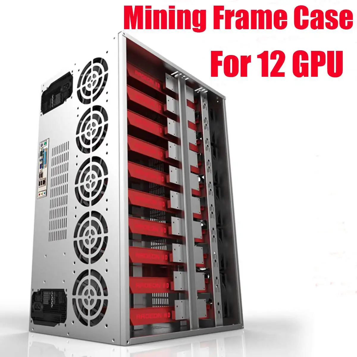 

12 GPU + 5 Fan Slots Drawer Design Open Air Crypto Coin Mining Miner Machine Frame Rig Case Holder Rack New Arrival