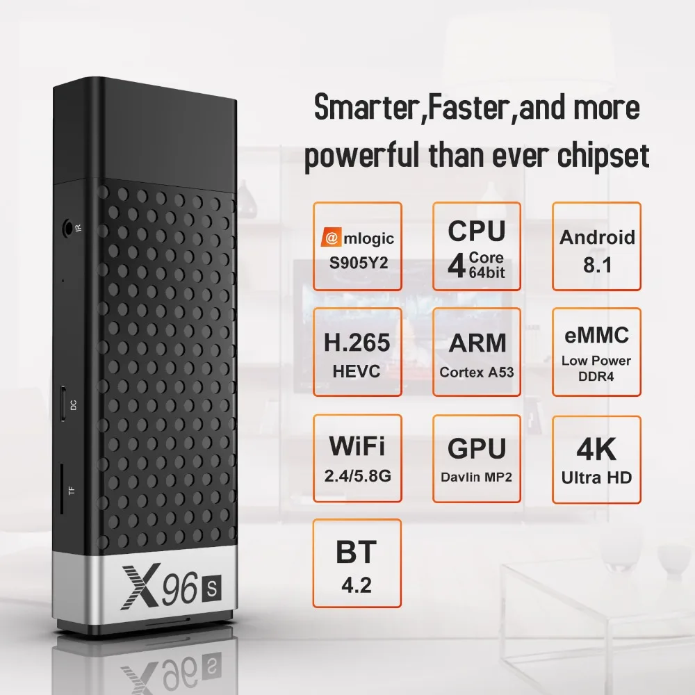 X96S Мини ТВ приставка Android 8 1 S905Y2 четырехъядерный 2 4G 5G двойной Wifi DDR4 4 Гб BT 4K HDR смарт