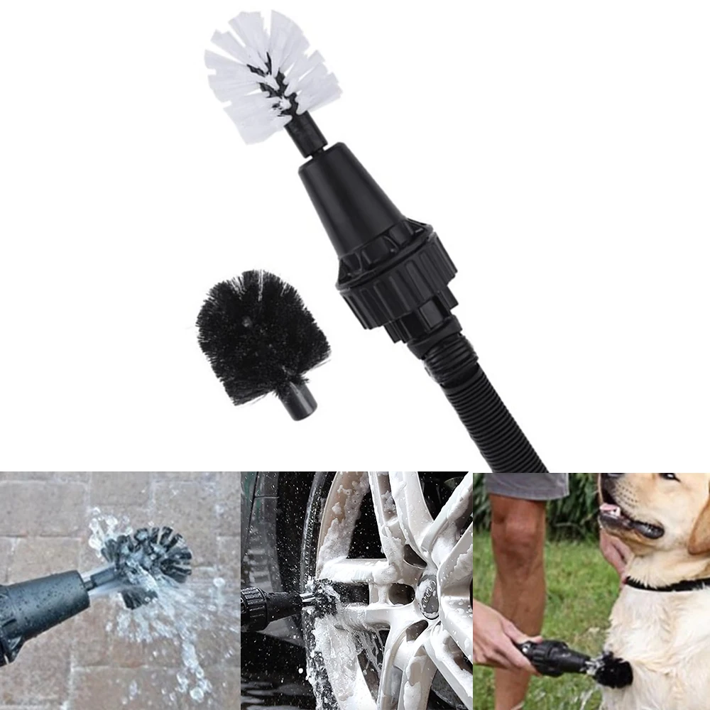 

Car Handle Washing Brush Clean Tools Water-driven Rotating Cleaning Brush For Car Motorcycle Bicycle Wheel Tire Rim Brush
