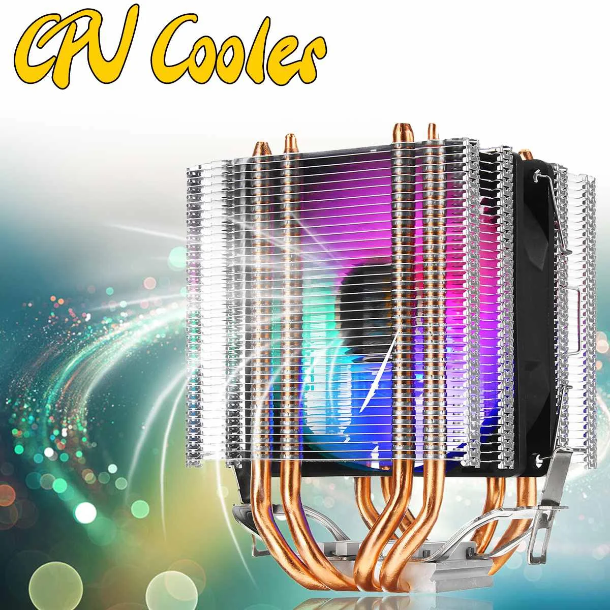 المزدوج برج وحدة المعالجة المركزية برودة RGB LED مروحة 4 Heatpipe 12 V مسند تبريد للاب توب مدمج به مكبر صوت مروحة الحرارة Sinkfor إنتل LAG 1155 1156 775 ل AMD المقبس...