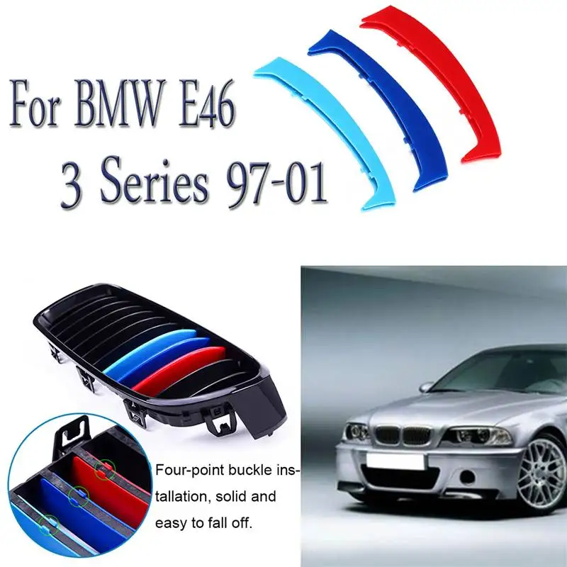 Трехцветный набор гоночная решетка подходит для BMW 3 серии E46 97 2001 почечная гриль