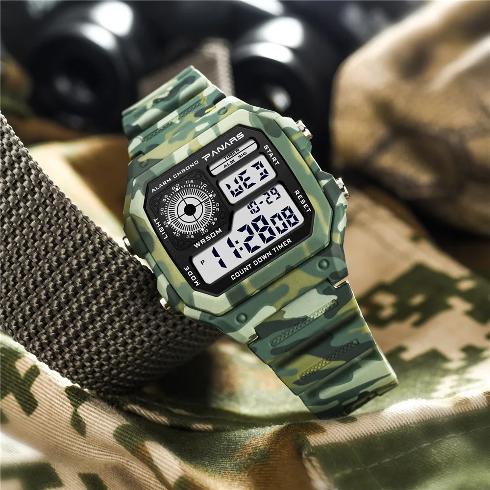 Panars Watch Men Sport Digital Watches Chronograph Waterproof Watch Stainless Business Wristwatches Relogio Masculino Male Clock