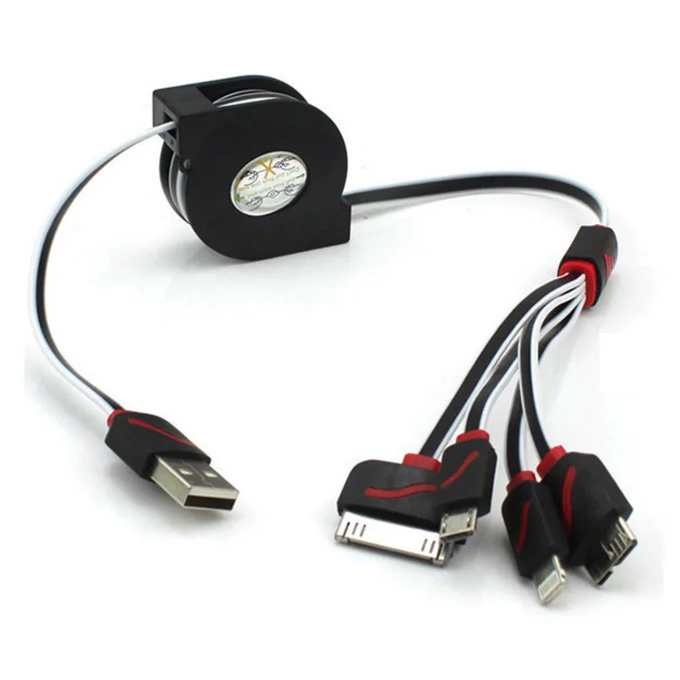 

Multi-function telescopic data cable charging cable One for four heads Mobile universal four-in-one stretch data cable