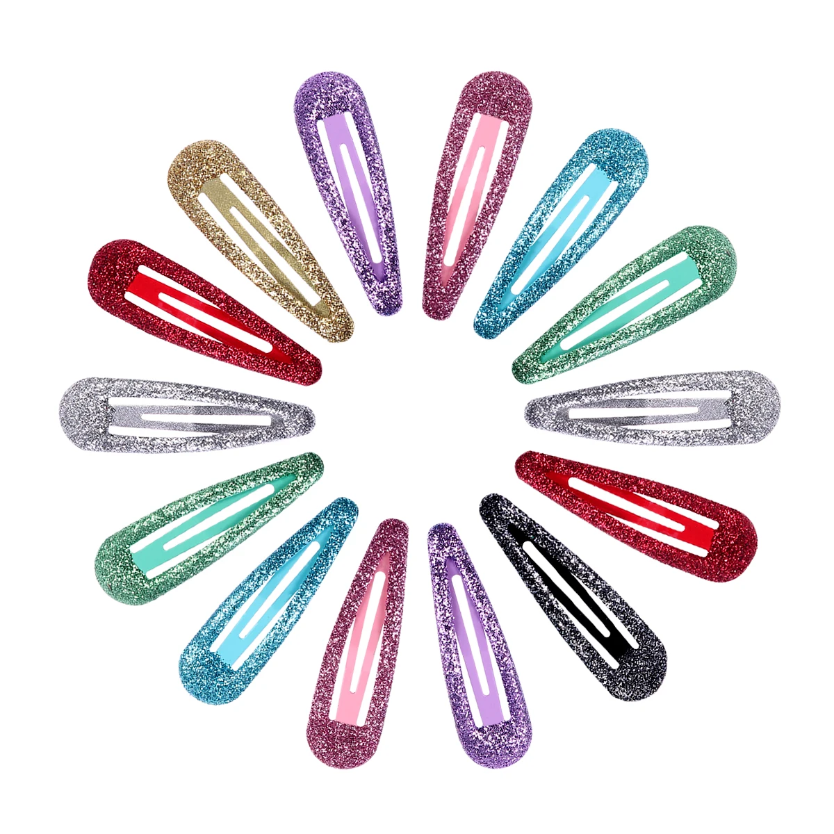

50PCS Colorful Metal Stylish Glitter Snap Hair Clips Hair Accessories Barrettes for Girls Women Babies