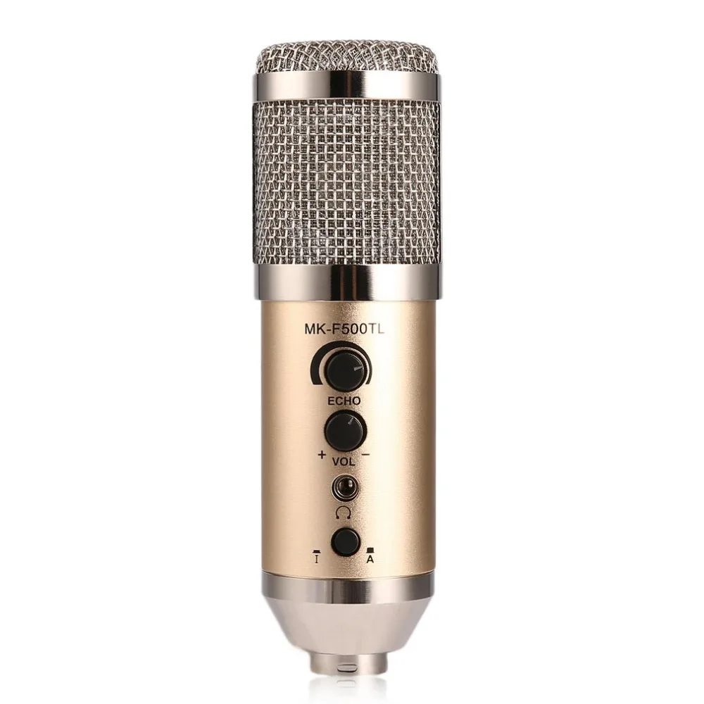 

Vocal Mic Professional Large Diaphragm Studio Recording Microphone For Computer Mobile Phone Champagne Color MK-F500TL