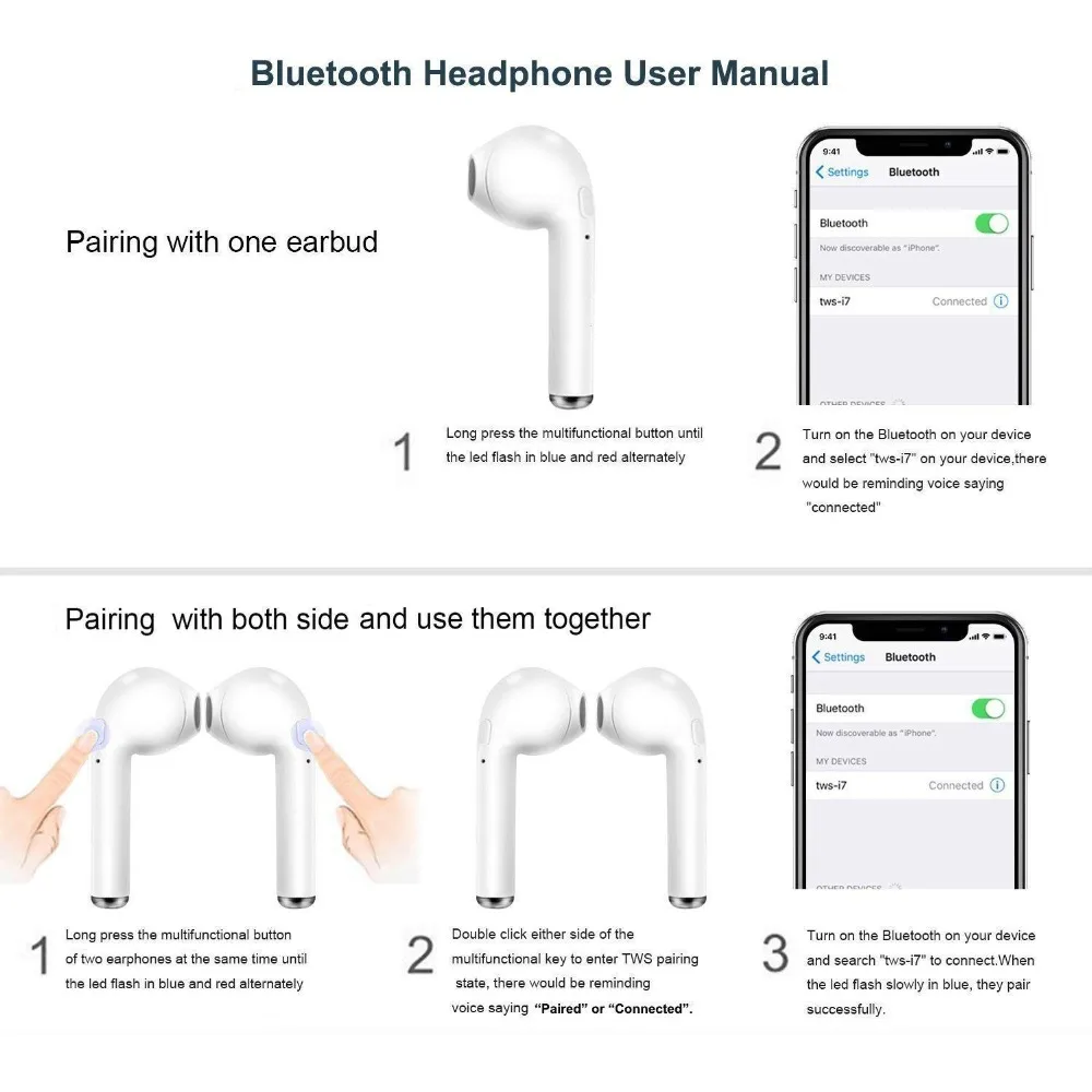 CASEIER I7S Wireless Bluetooth Earphones Headset Charging Box i7S Auriculares bluetooth inalambrico ecouteur sans fil Bluetooth 