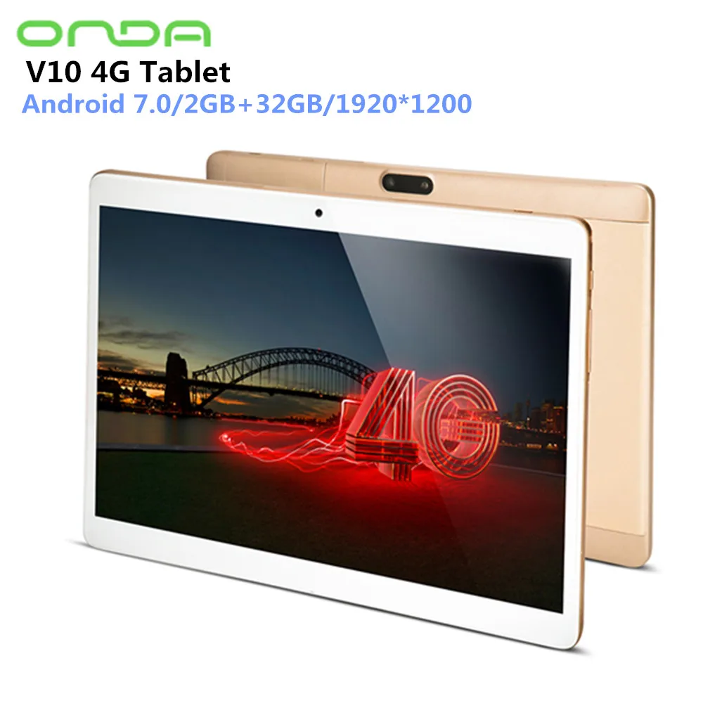 

Original Onda V10 4G Tablet 10.1 inch IPS 1920*1200 Android 7.0 Phablet MTK6753 Octa Core 1.3GHz 2GB RAM 32GB eMMC GPS Bluetooth