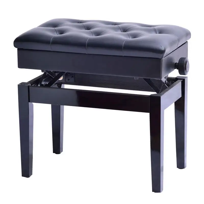 

Adjustable Piano Stool Bench Seat Black Cedar Wood Padded Piano Keyboard Seat Storage Wood Piano Stool Chair Bench