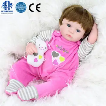 

16 Inches Pretty Simulation Silicone Baby Girl Brown Eye Love Jumpsuit Reborn Baby Doll In One-piece Dress Free Shipping