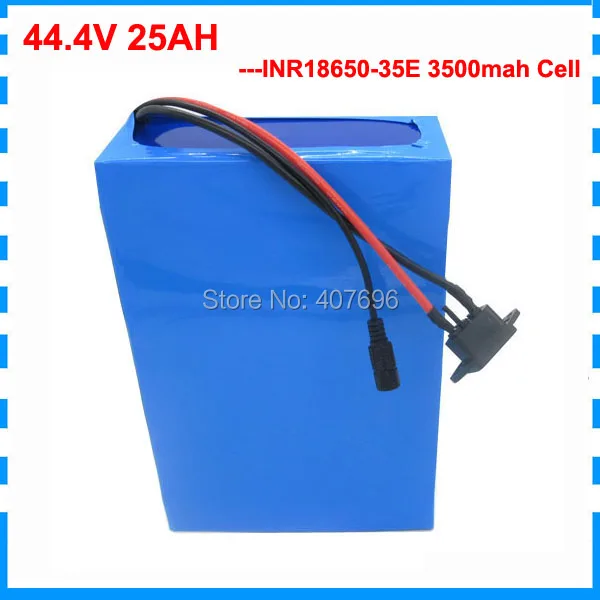 

Free customs duty 44.4V 12S 2000W lithium ion battery 44V 25AH electric bike battery with INR 35E Cell 50A BMS 50.4V 2A Charger