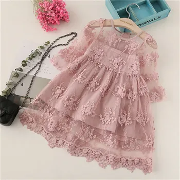 

Fairy Kids Baby Girls Clothes Dress Long Sleeve Embroidery Lace Princess Dresses Drafty Cute Style Summer Girls Clothes Party