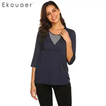 Ekouaer Женская одежда для сна Топы повседневные с круглым вырезом для беременных Топ для кормления грудью женская летняя одежда для сна спальный Топ