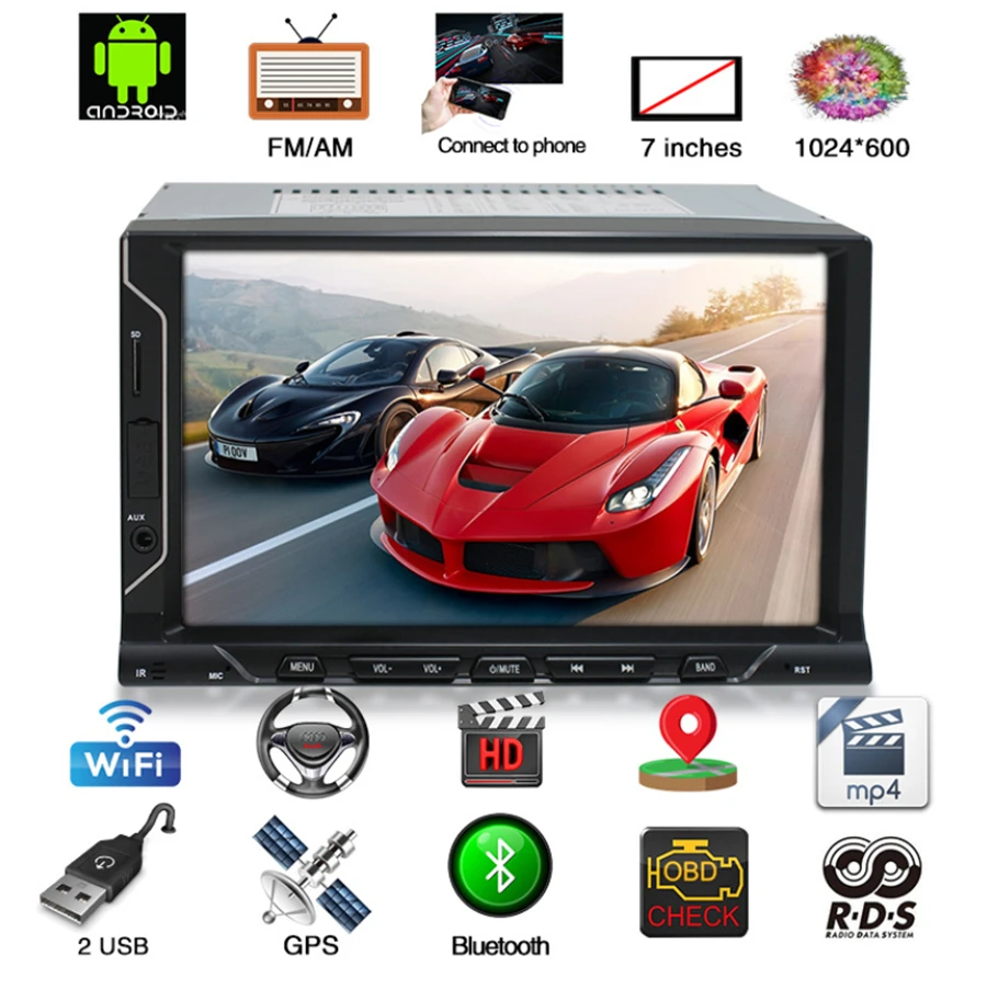 

New 7" Universal 2DIN Android 8.1 Touch Screen 8-Core 4GB RAM 32GB ROM Car Stereo Radio GPS Wifi 3G 4G BT DAB Mirror Link