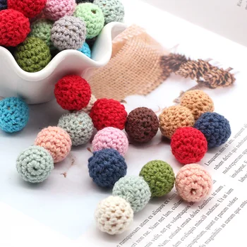 

100Pcs Natural Wooden Beads Round 15MM Chewable Tooth Nursing Crochet DIY Beads Baby Teething Teether Toys Baby Shower Gift