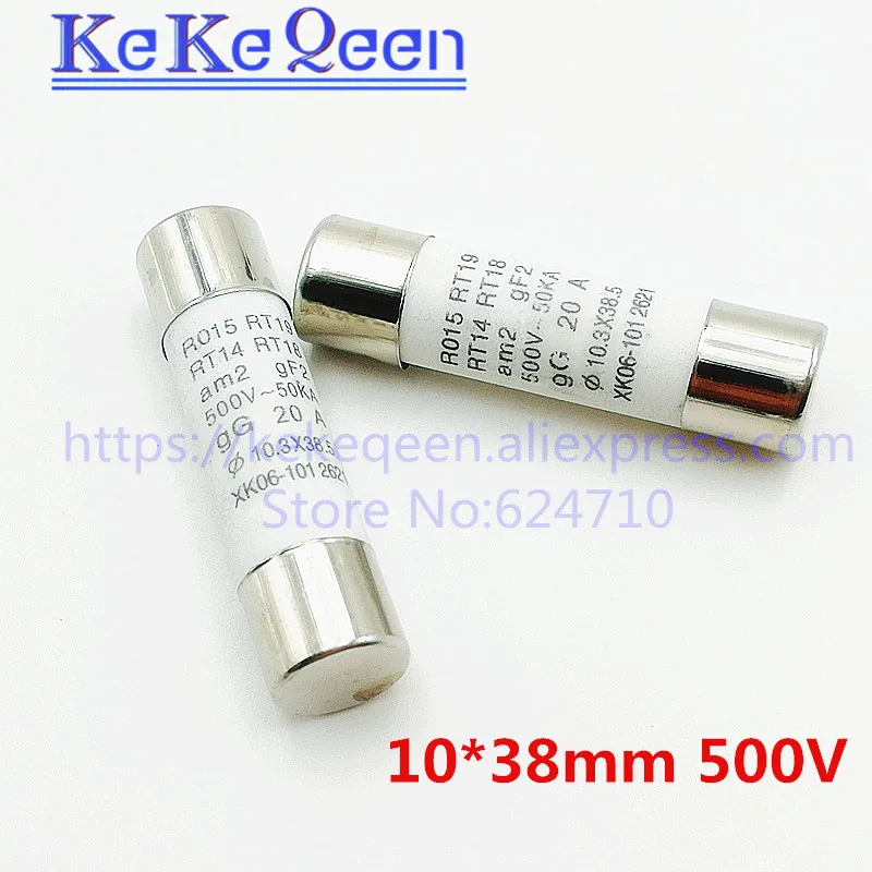 5pcs Keramische zekering 10*38mm 1A 2A 3A 4A 5A 6A 8A 10A 16A 20A 25A 32A 380V 500V RO15 RT18 RT14 R015 RO-15 10*38 10x38mm