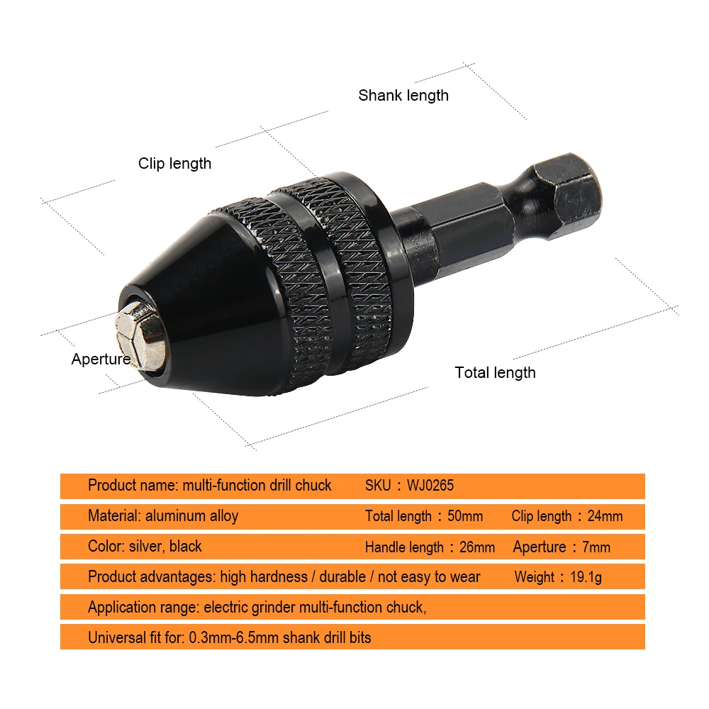 JelBo Mini Drill Chuck Adapter Screwdriver Impact Driver Adaptor 1/4 Hex Shank Drill Bit Quick Chan